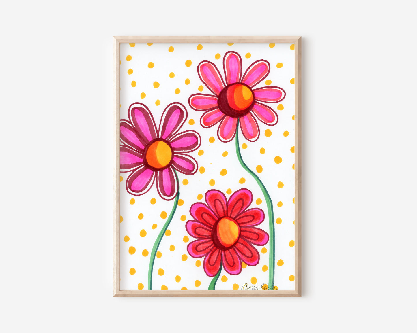 Retro Flowers Original Marker Drawing