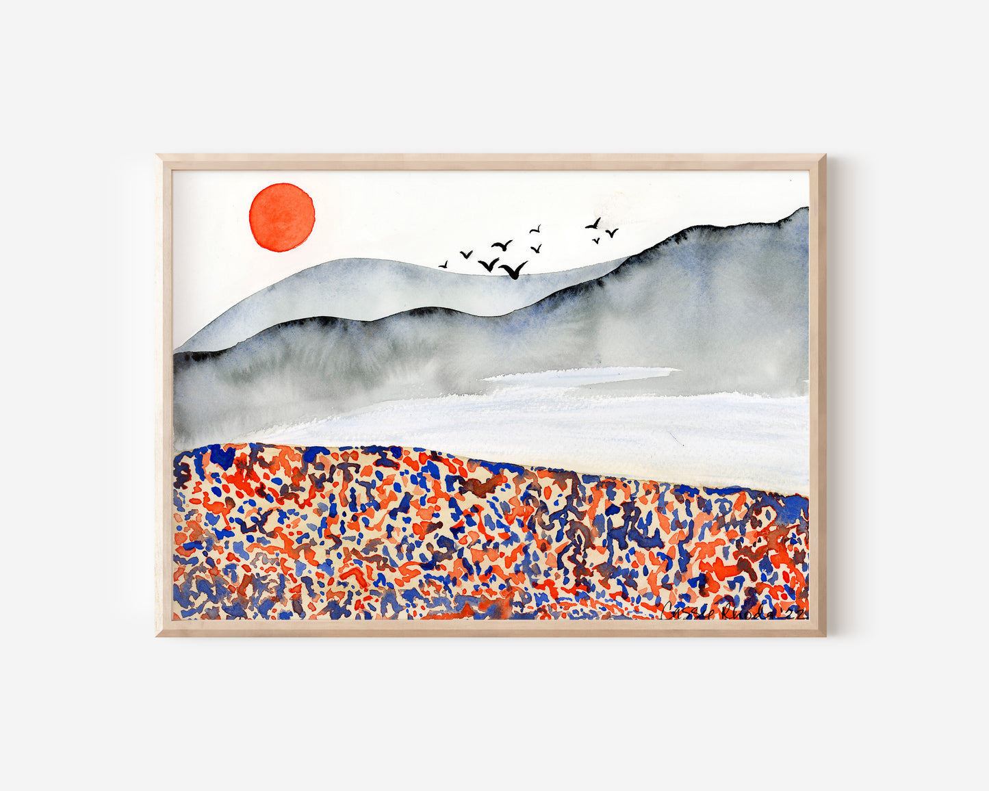"Orange Beach" Original Watercolor Painting