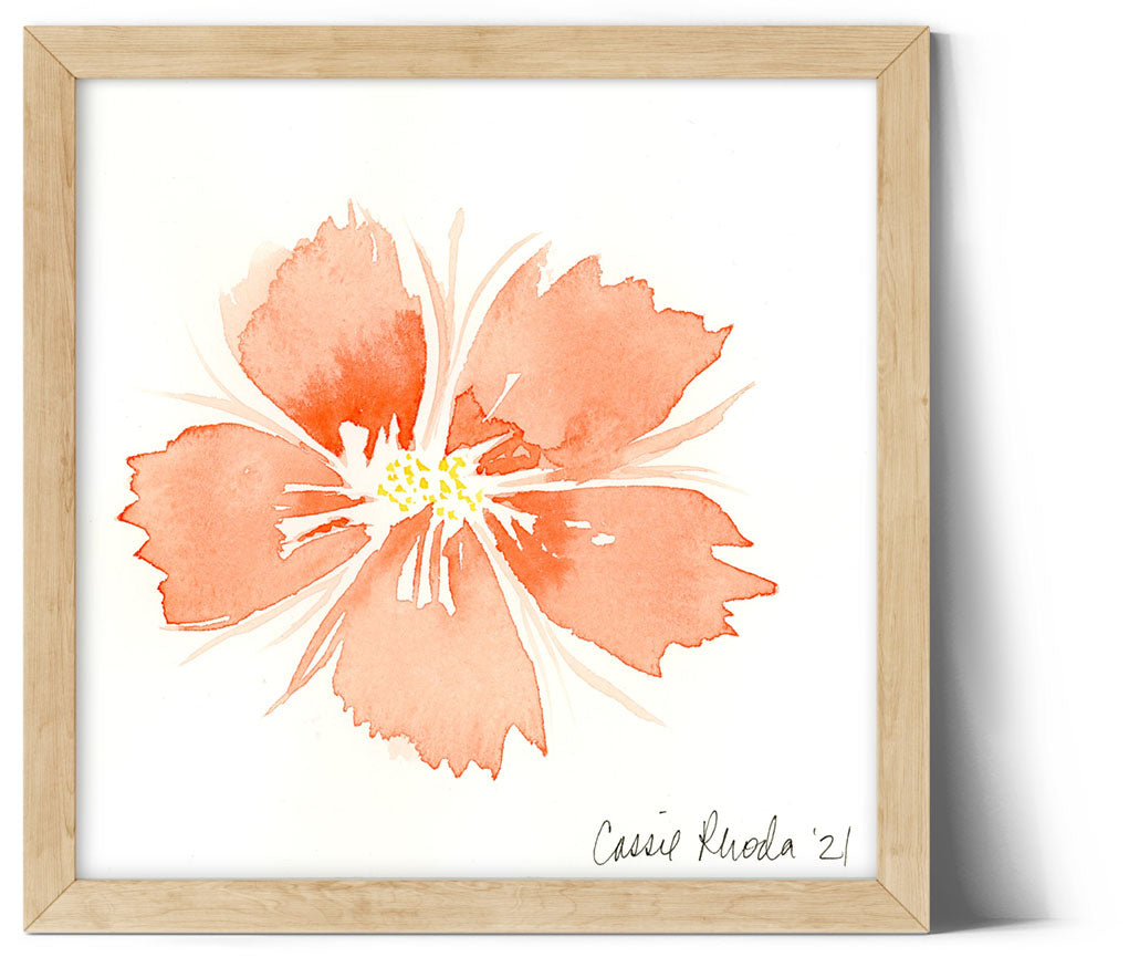 "Coral Flower" Original Watercolor Painting
