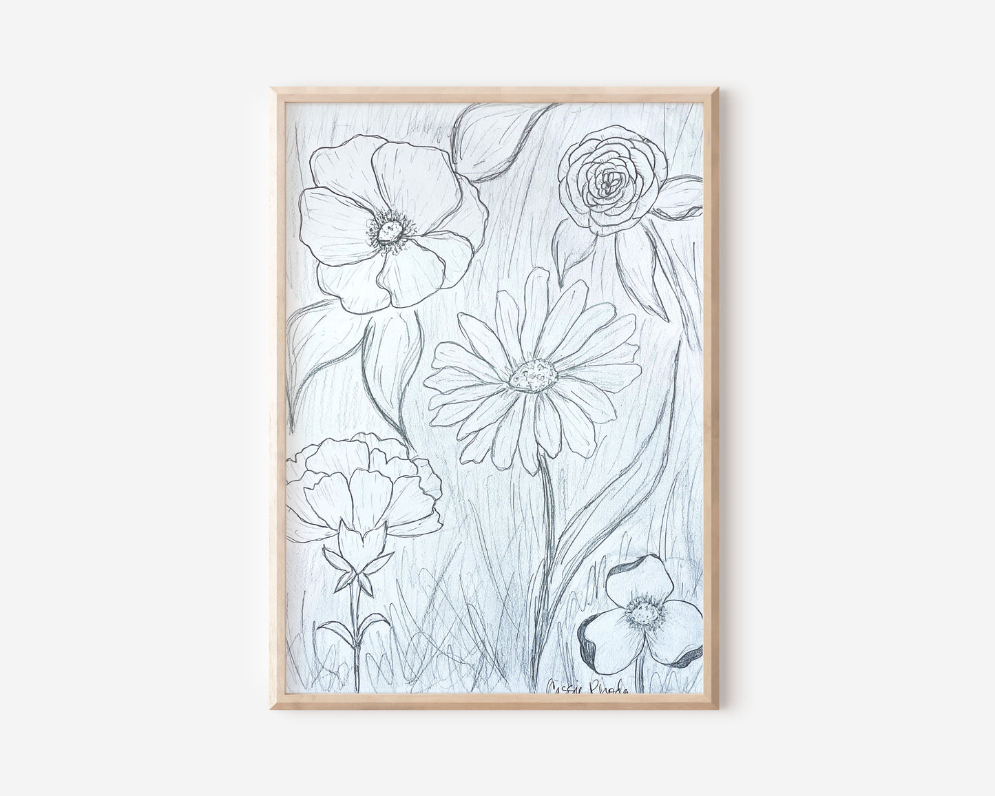 "Flowers for Jennifer" Original Pencil Sketch