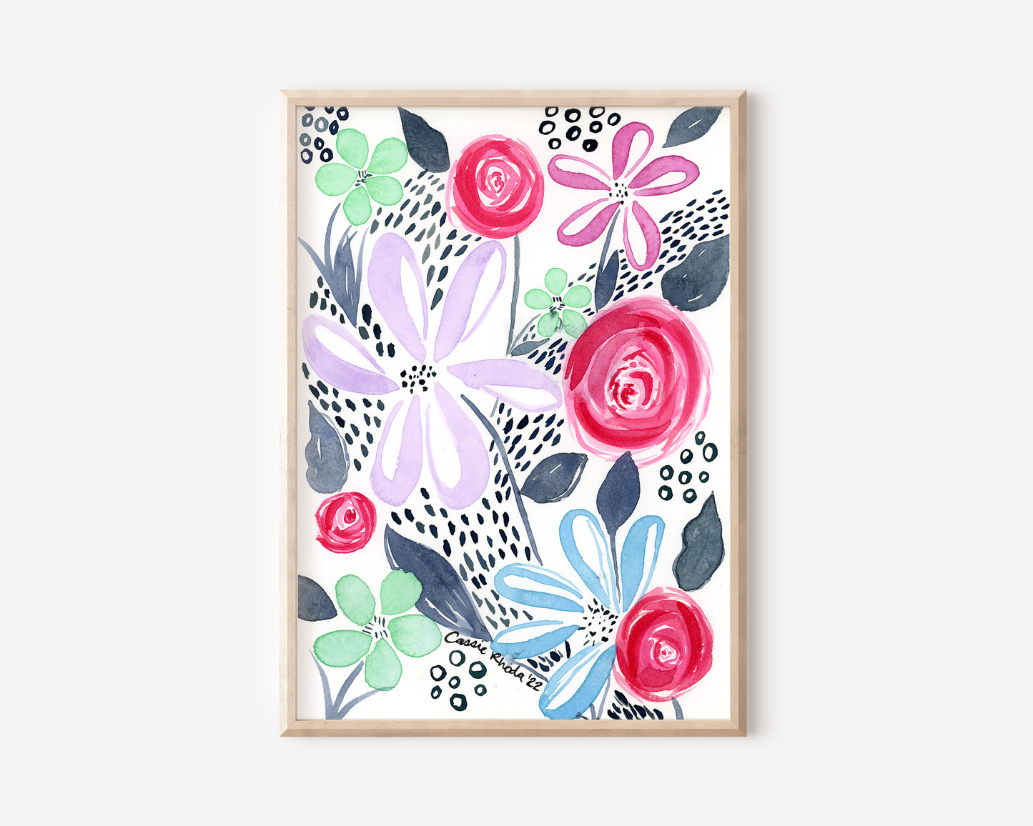 "Flowers in the Wind" Original Watercolor Painting
