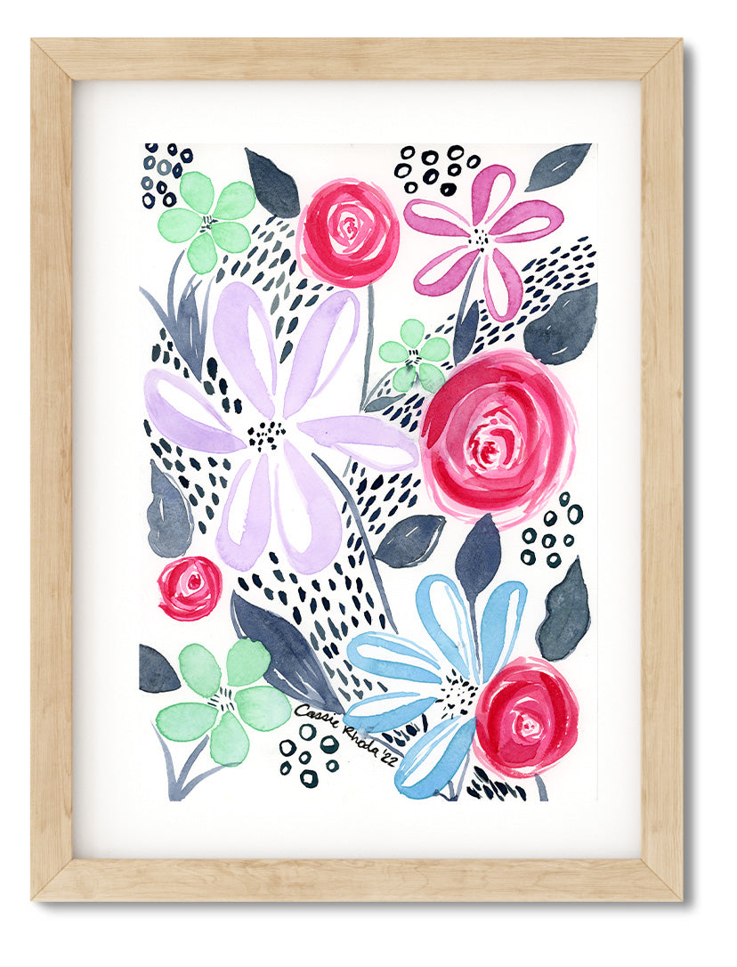 "Flowers in the Wind" Original Watercolor Painting