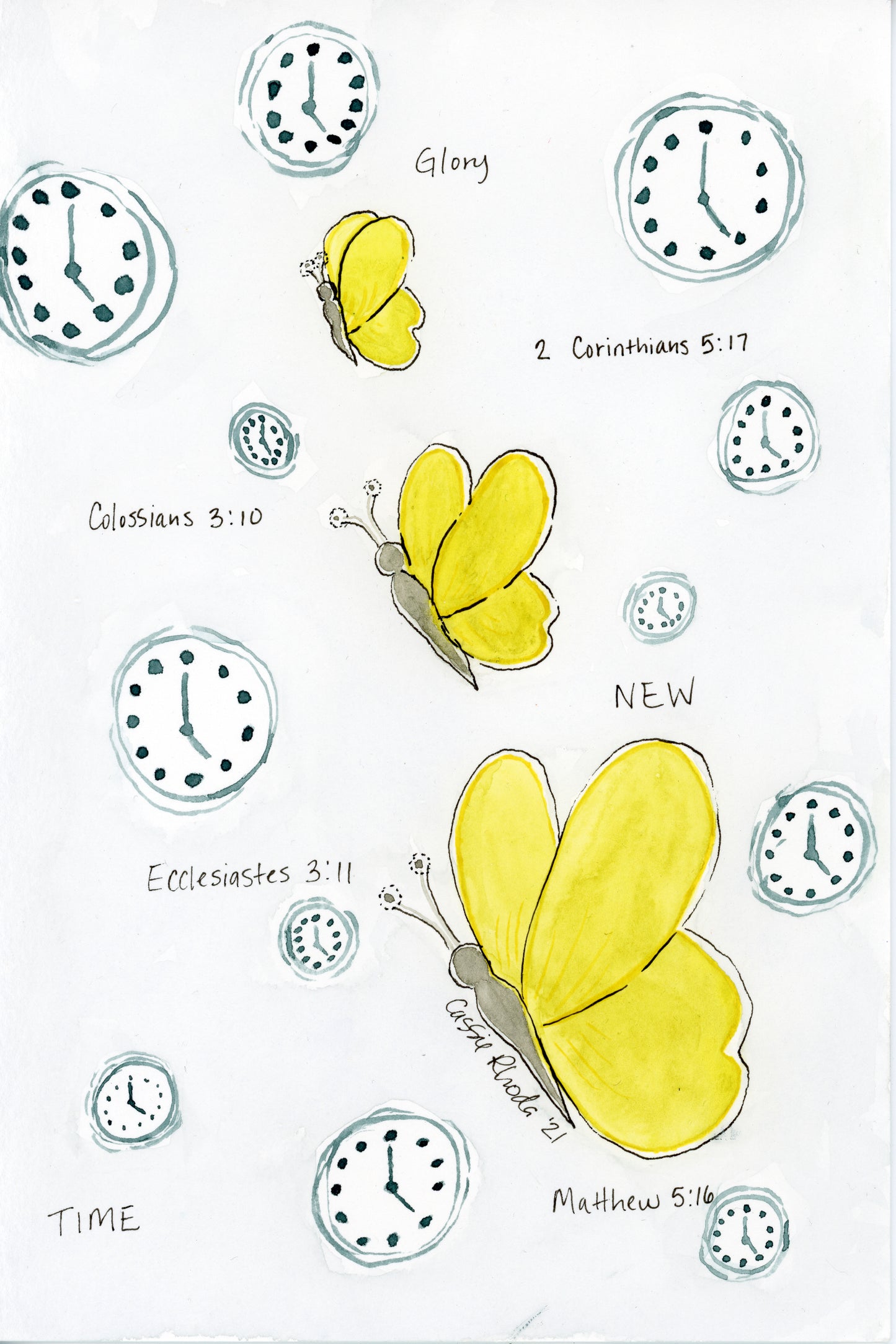 "His Perfect Timing" Original Watercolor Painting