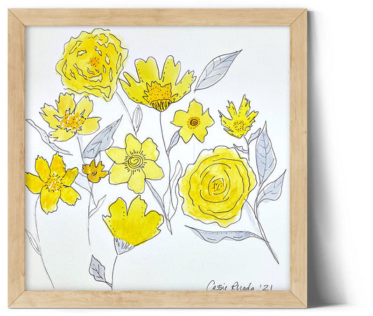 "Little Yellow Flower" Original Watercolor Painting