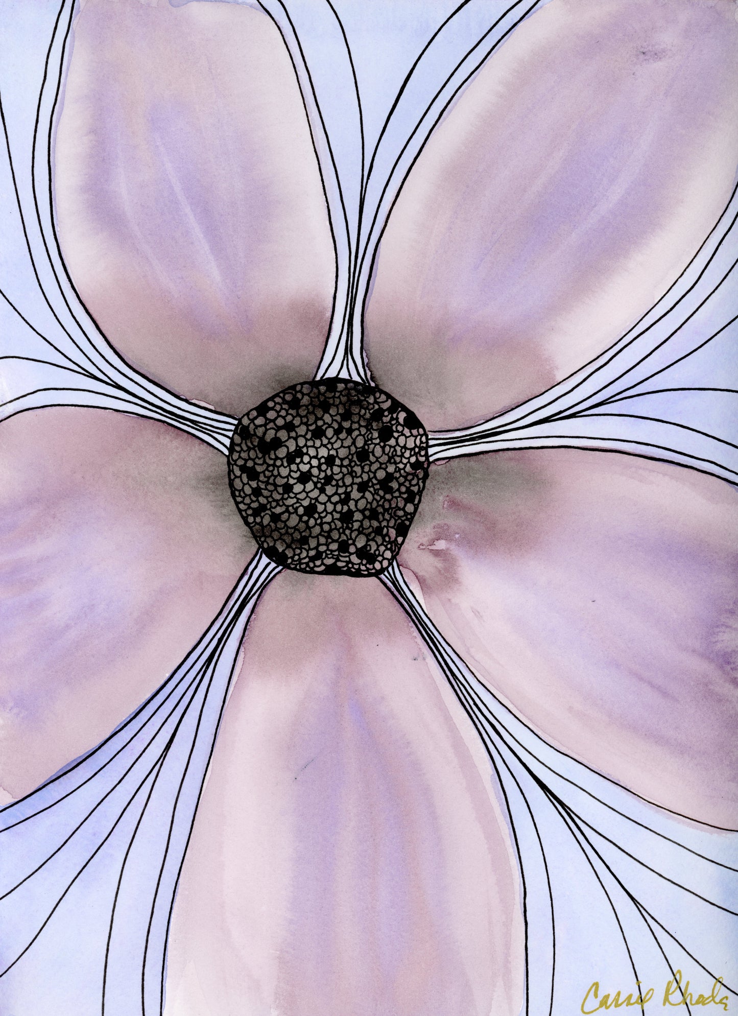 "Mauve Flower" Original Watercolor Painting