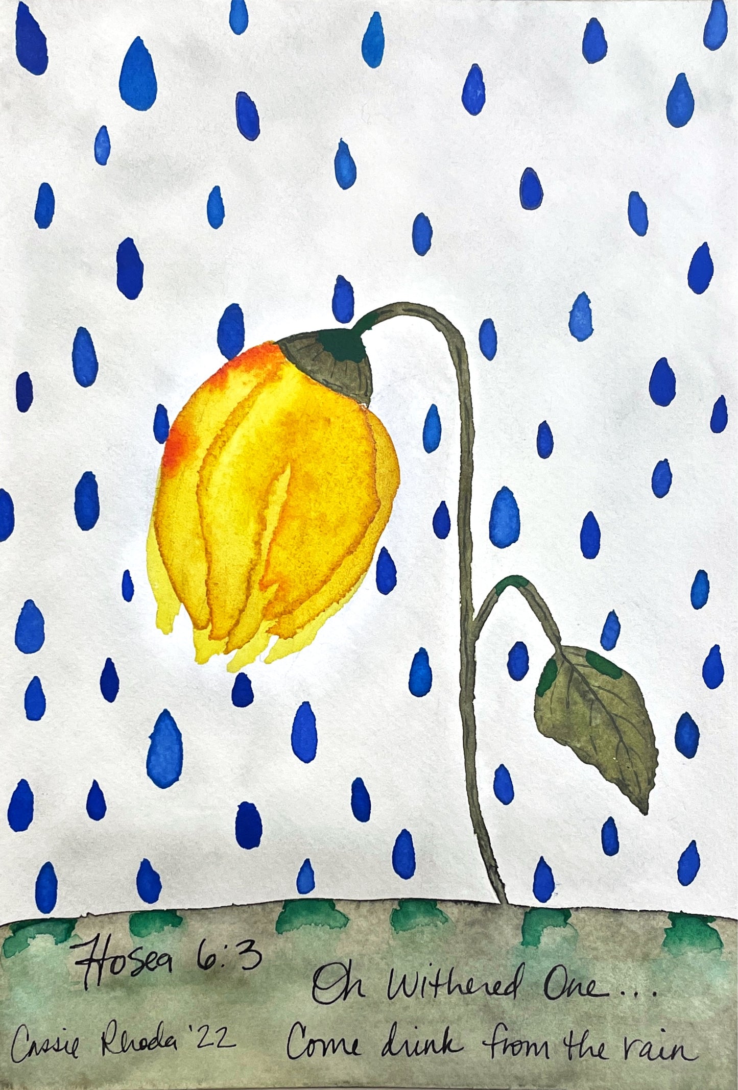 "Come Drink from the Rain" Original Watercolor Painting