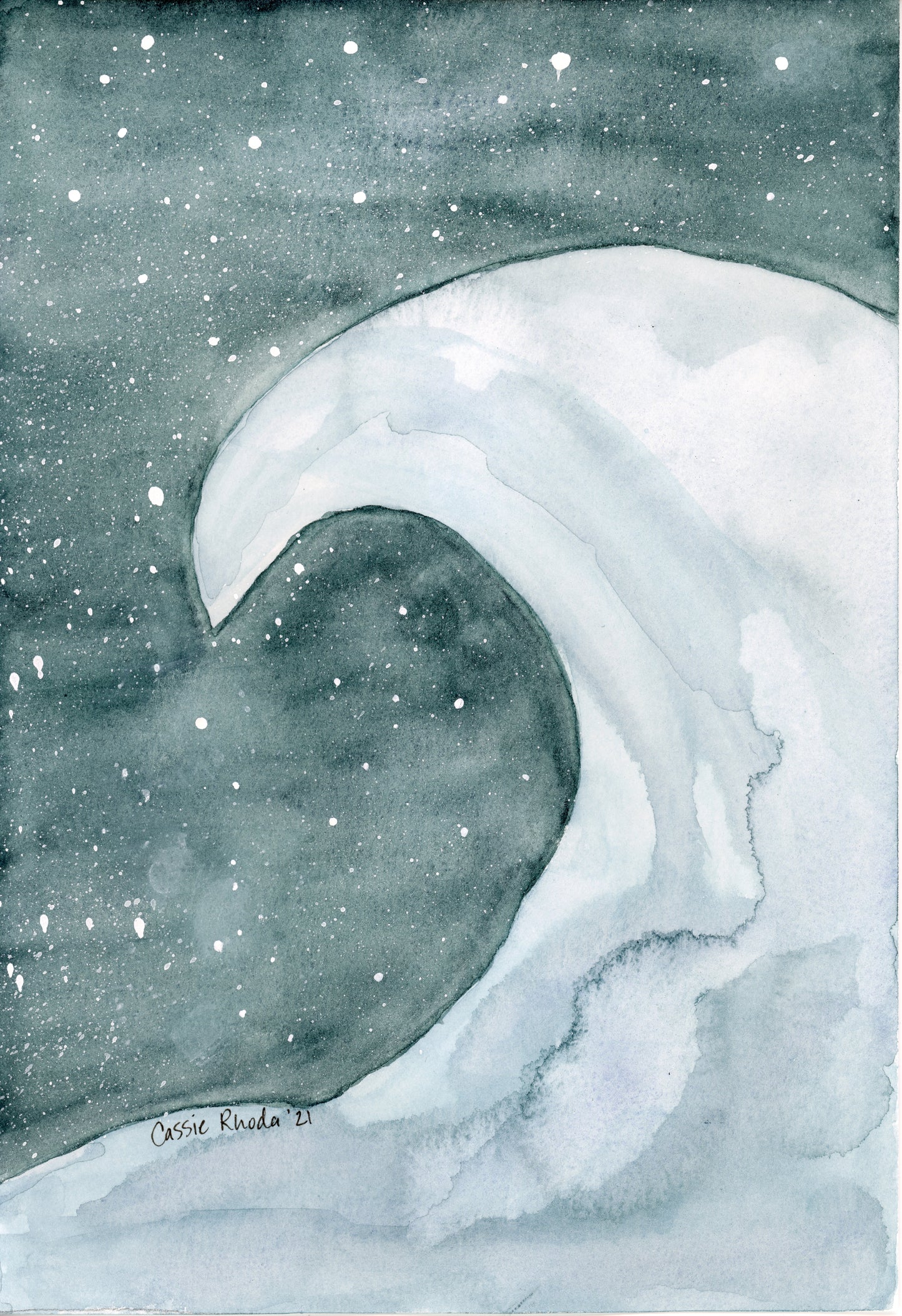"Night Wave" Original Watercolor Painting