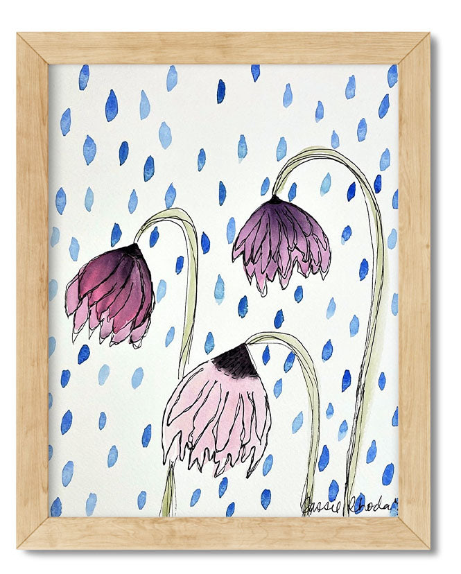 "Watering the Withered Flowers" Original Watercolor Painting