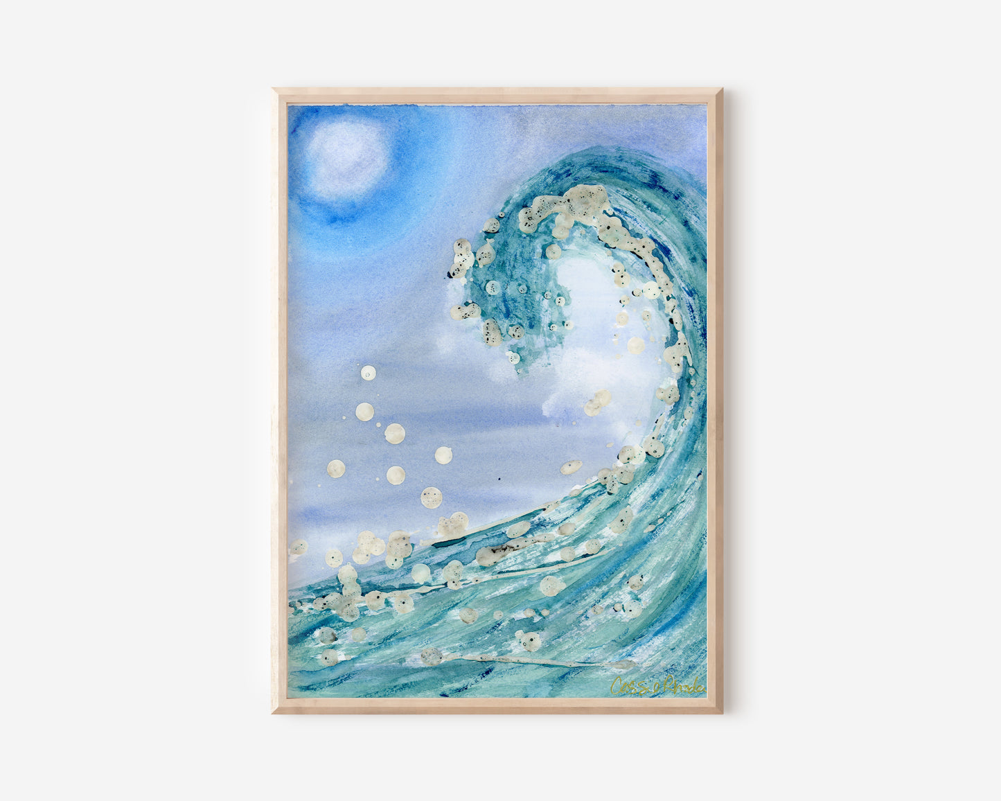 "Wave of Peace" Original Watercolor and Wax Painting