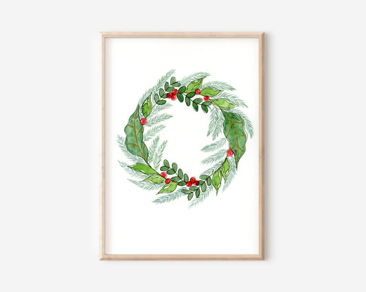 "Christmas Wreath" Original Watercolor Painting