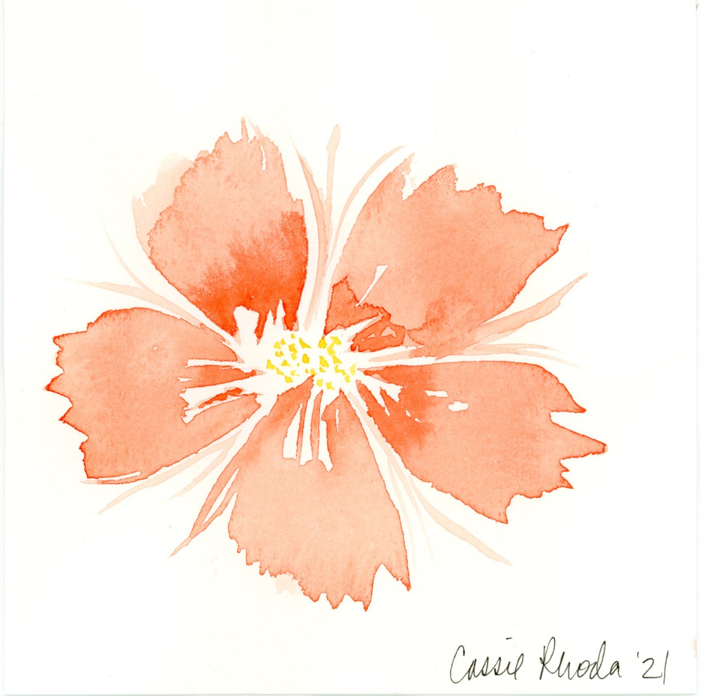 "Coral Flower" Original Watercolor Painting