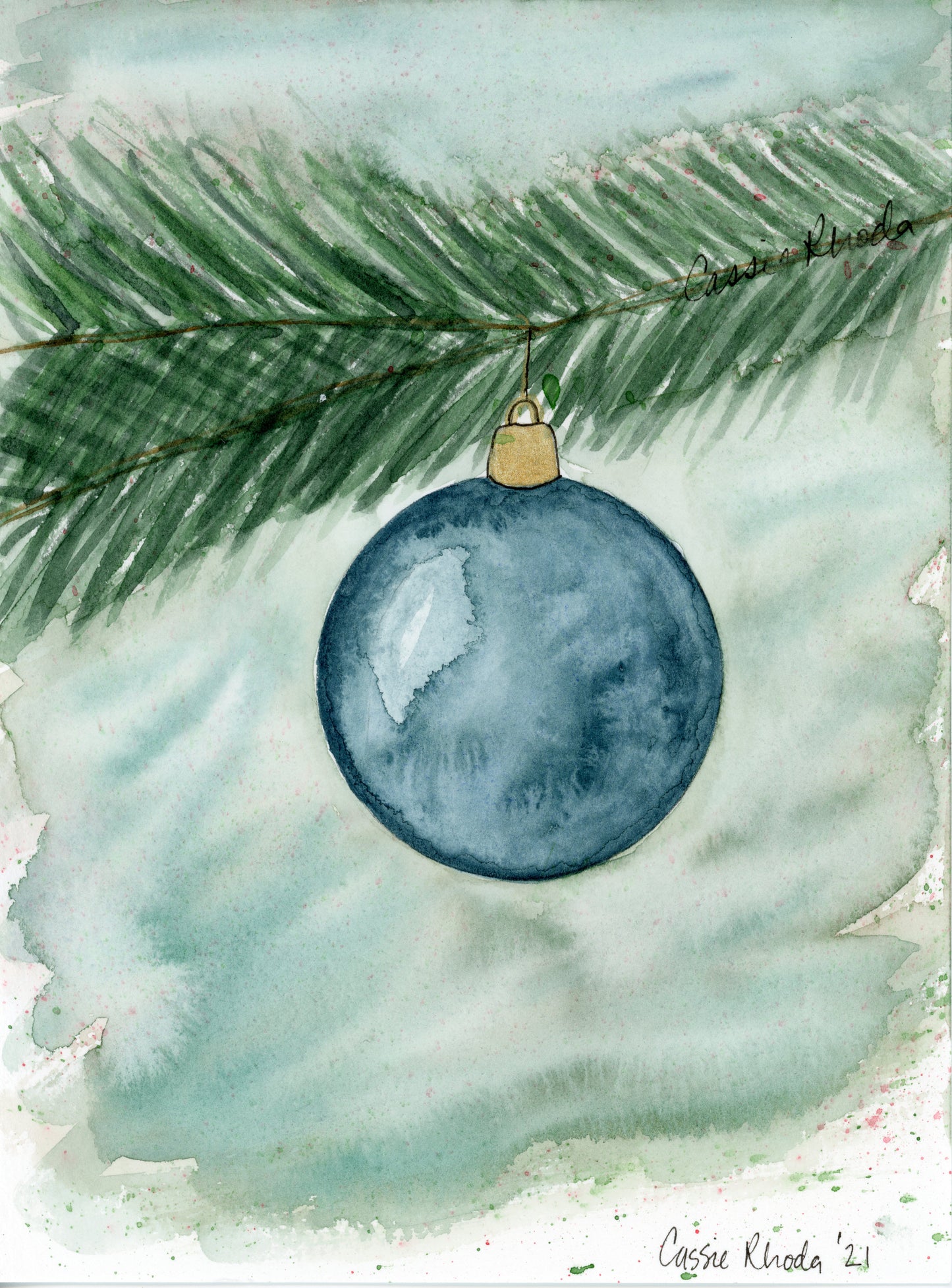 "Christmas Ornament" Original Watercolor Painting