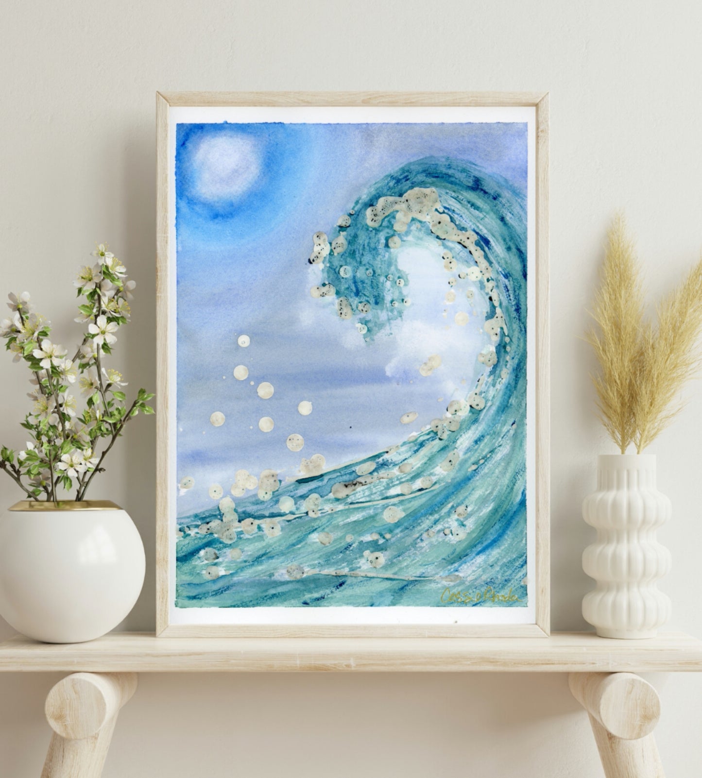 "Wave of Peace" Original Watercolor and Wax Painting