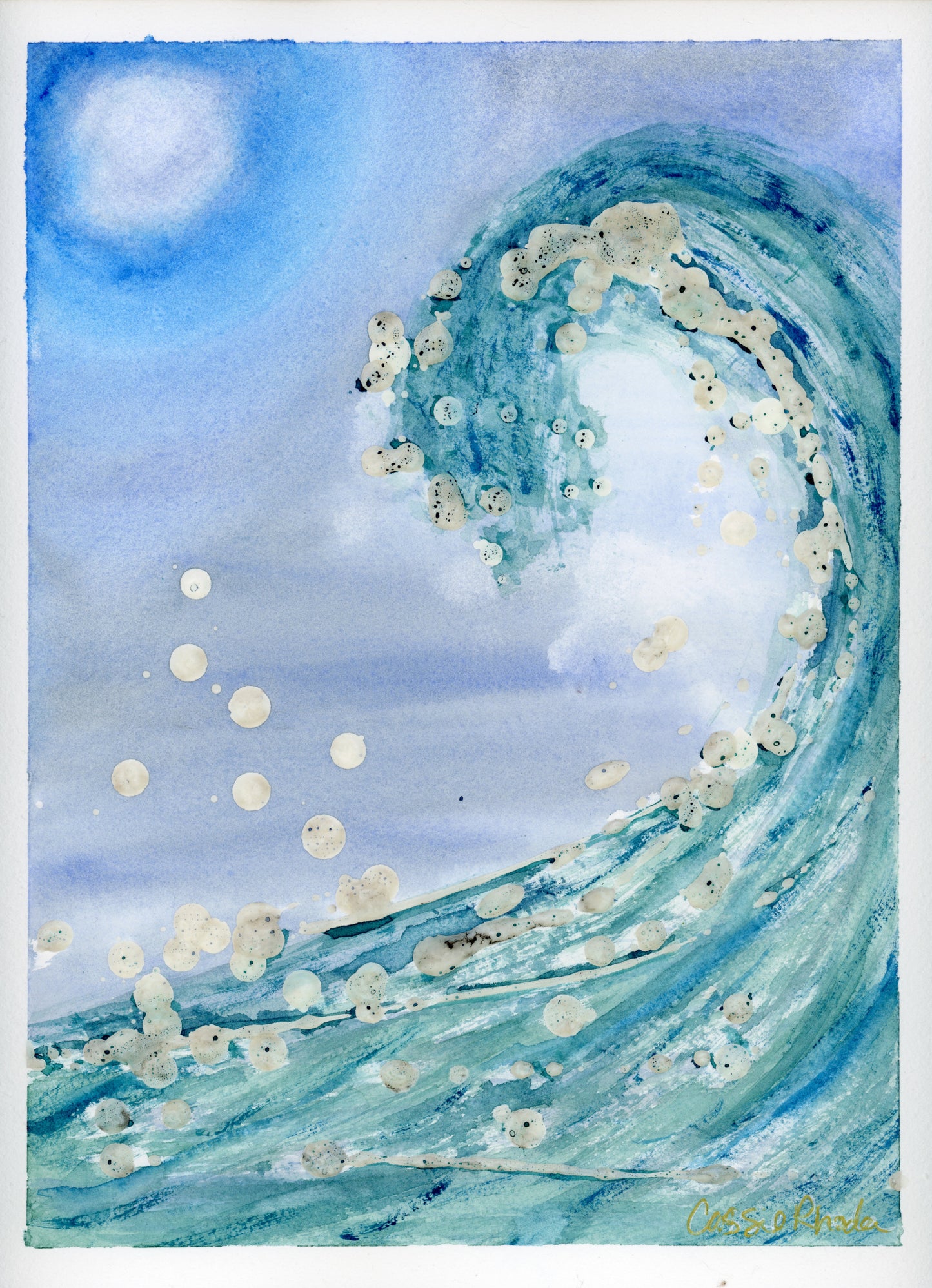 "Wave of Peace" Original Watercolor and Wax Painting